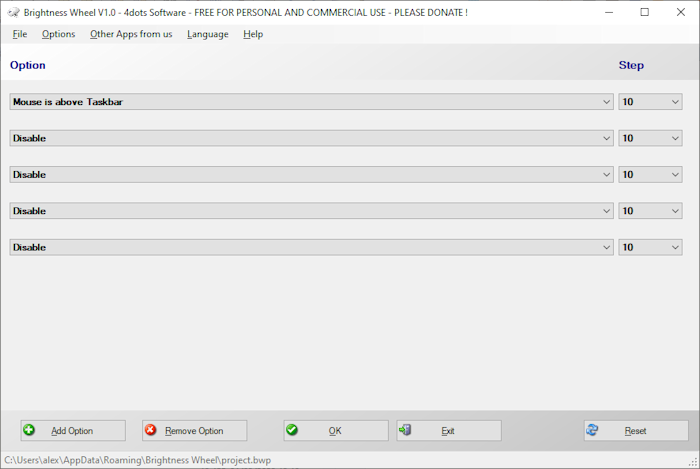 Windows 10 Brightness Wheel full