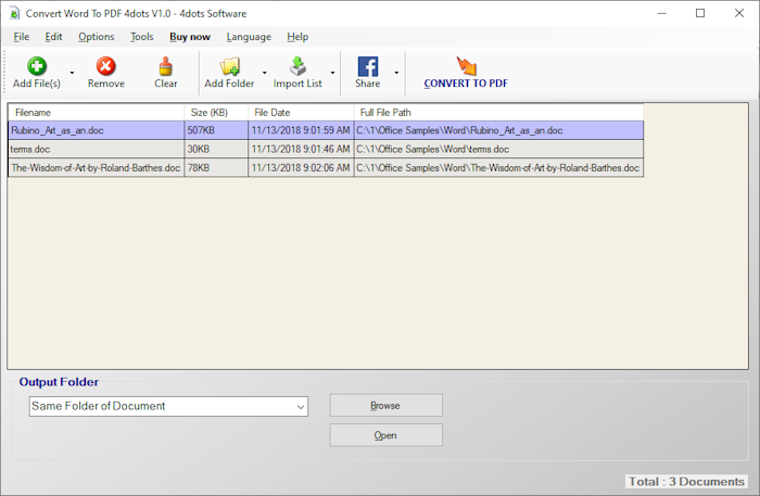 Windows 10 Convert Word to PDF 4dots full