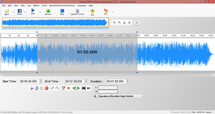 Simple MP3 Cutter Joiner Editor - Main Screen