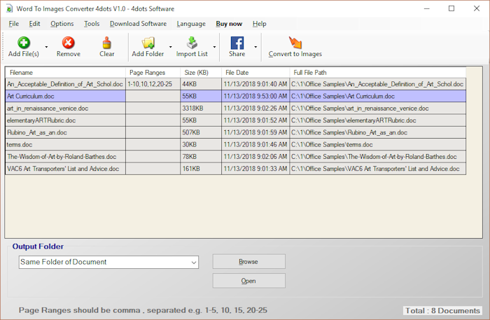 Windows 10 Convert Word to Images 4dots full